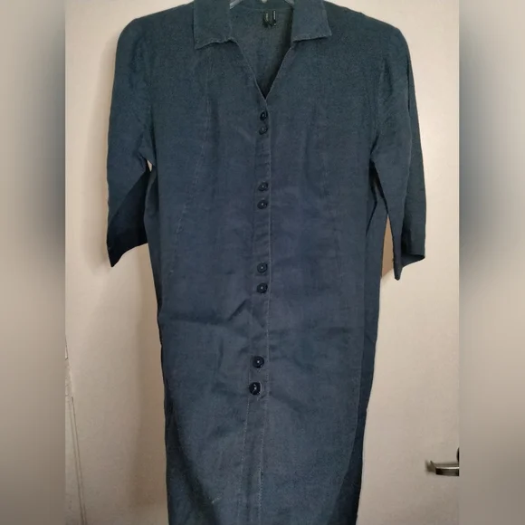 Stella Carakasi (Size S) Navy Blue 100% Hemp Button Down Front Tiburon Tunic Top - Picture 5 of 15